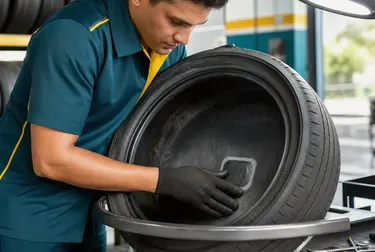 Profissional consertando pneu em Jacareí.